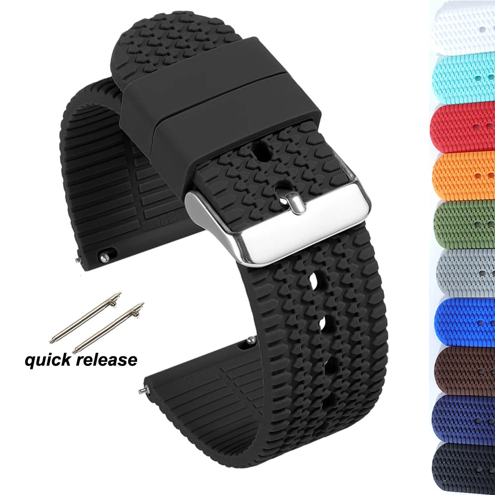18mm 20mm 22mm 24mm Silicone Watch Band Quick Release Soft Rubber Strap for Seiko Bracelet for Rolex Sport Replacement Wristband