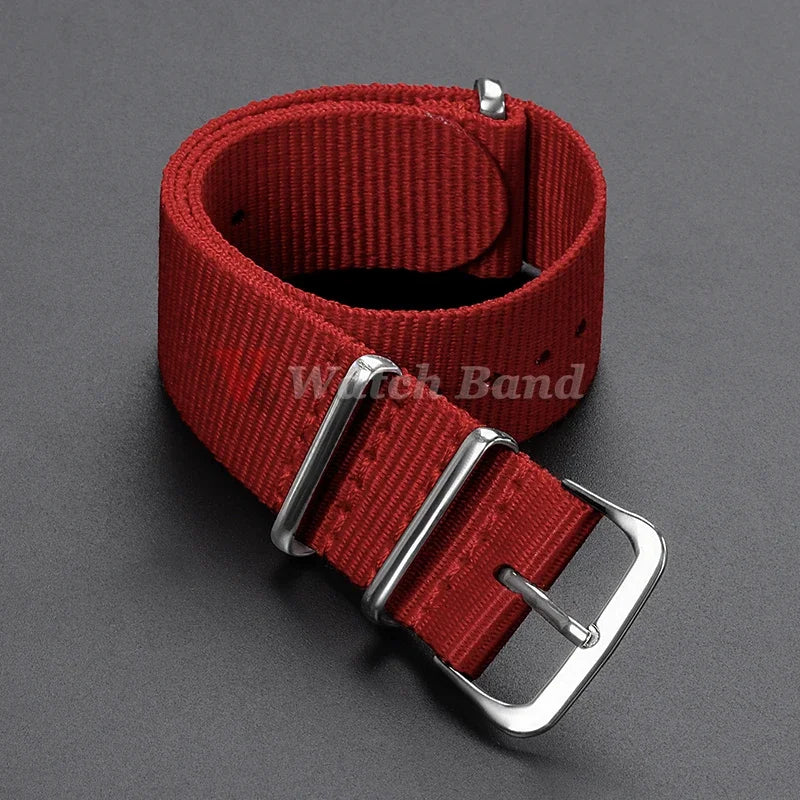 18 20 22mm Strap Nylon Watch Band Military Striped Watchband Replacement Women Men Army Casual Sport Wrist Bracelet