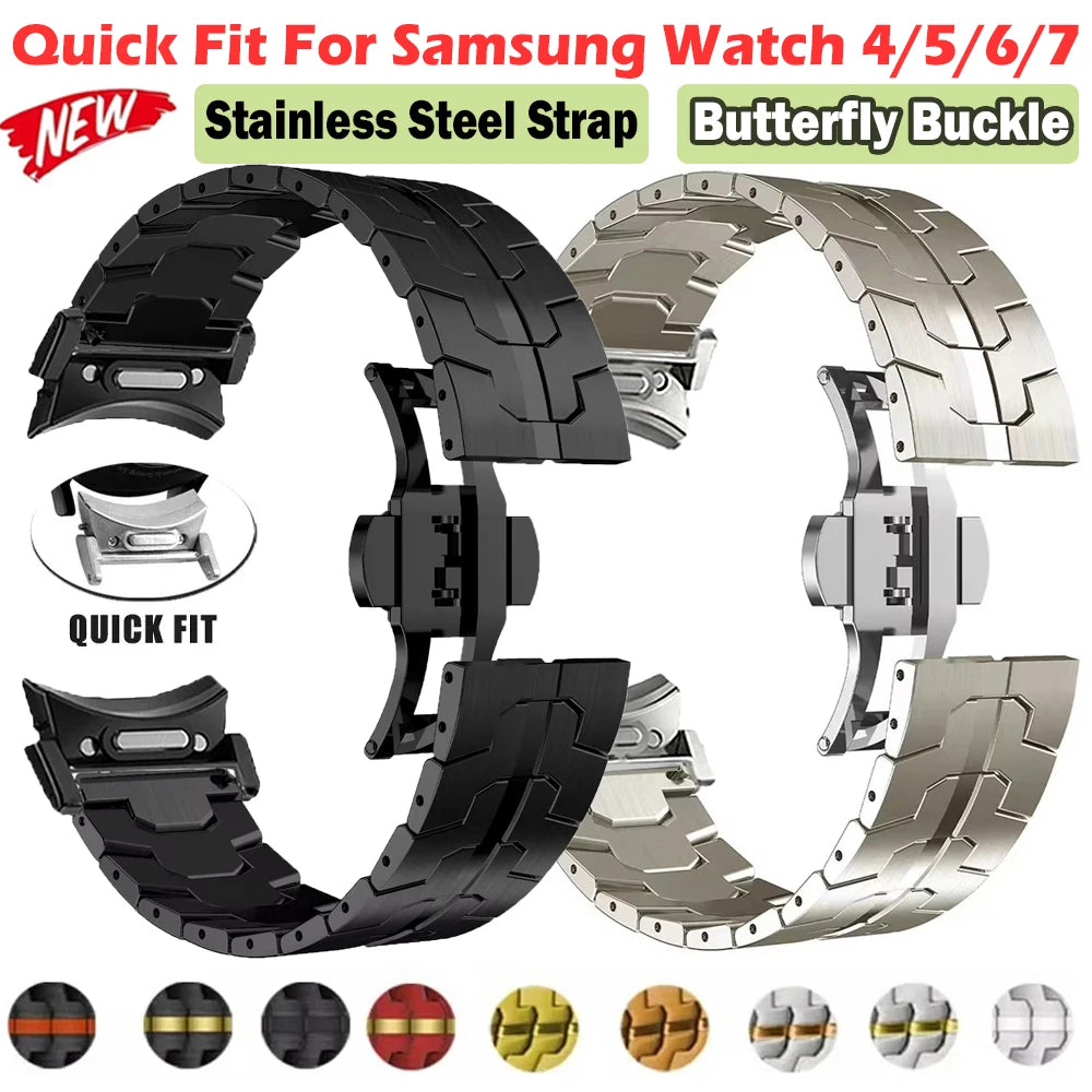 20mm Strap For Samsung Galaxy Watch 7 40/44mm Quick Fit No Gaps Band For Samsung Watch 4/5/6 47/43mm Stainless Steel Bracelet
