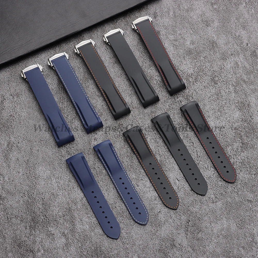 20mm 22mm Rubber Silicone Watchbands for Omega for Seamaster 300 for Speedmaster for Seiko Watchband Men Sport Curved End Strap