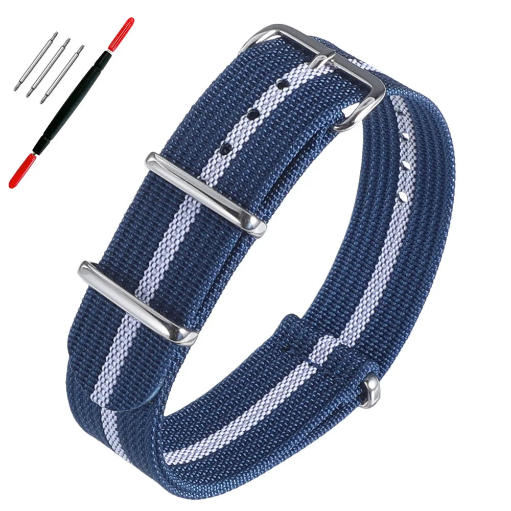 16mm 18mm 19mm 20mm 22mm 24mm Nylon Ribbed Watch Strap Band Military Casual Watchband Sport Bracelet Replacement Belt For Men