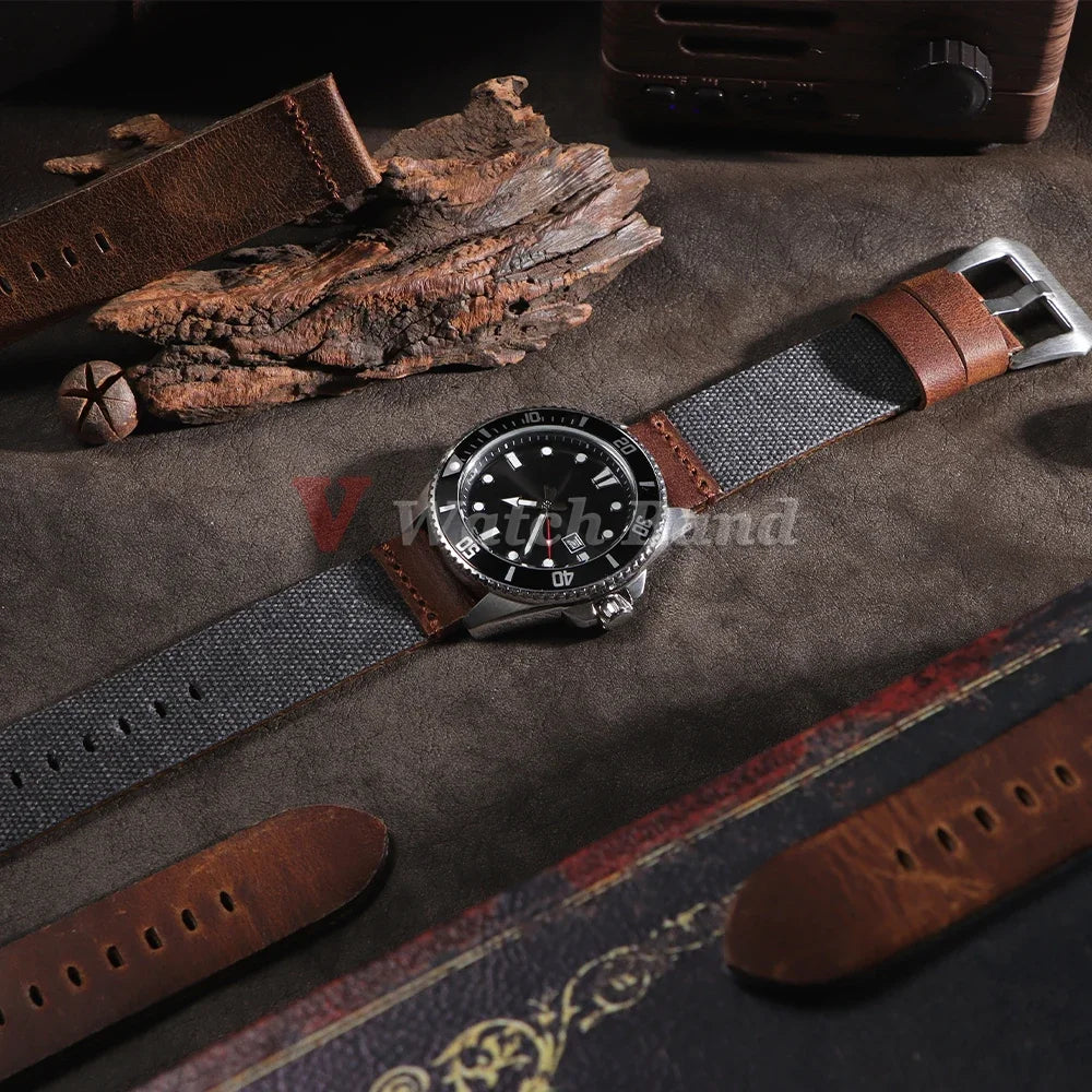 20mm 22mm 24mm High Quality Durable Nylon Watch Strap Men Watchband Blue Armygreen Retro Watch Band Release Universal Bracelet