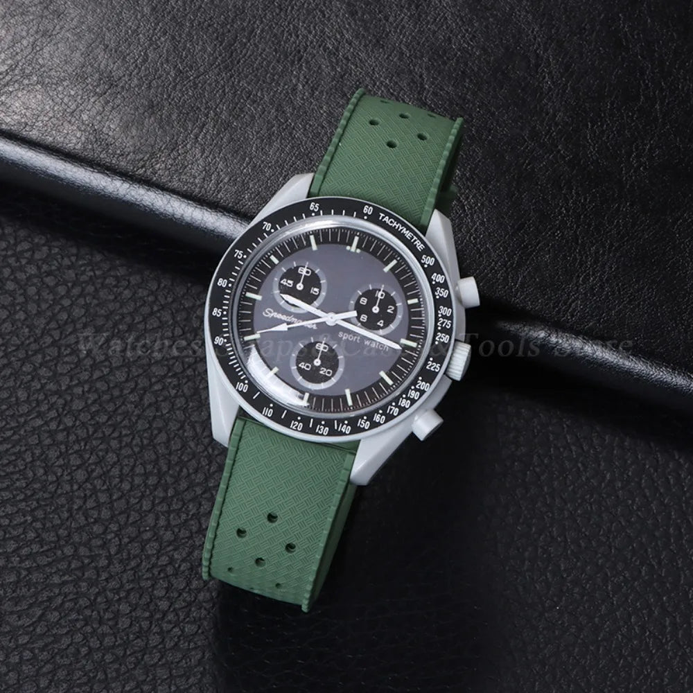 20mm Rubber Strap for Omega for Swatch for Moonswatch Watch Strap Soft Silicone Waterproof Sport Wristband Women Men's Bracelet
