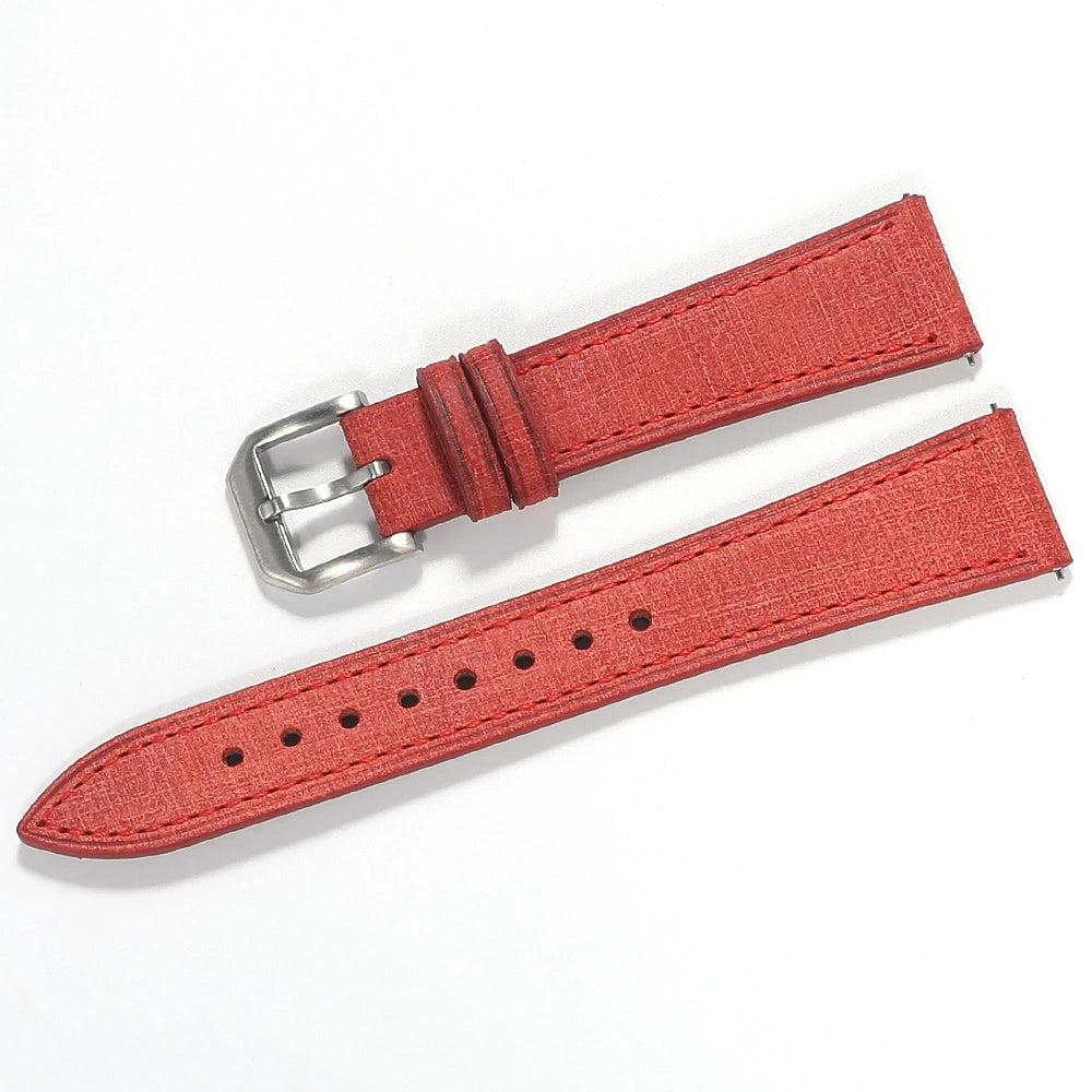20mm 22mm Italian Leather Watch Strap Premium Handcrafted Linen Texture Tanned Babele Watchband Quick Release Retro Wristband