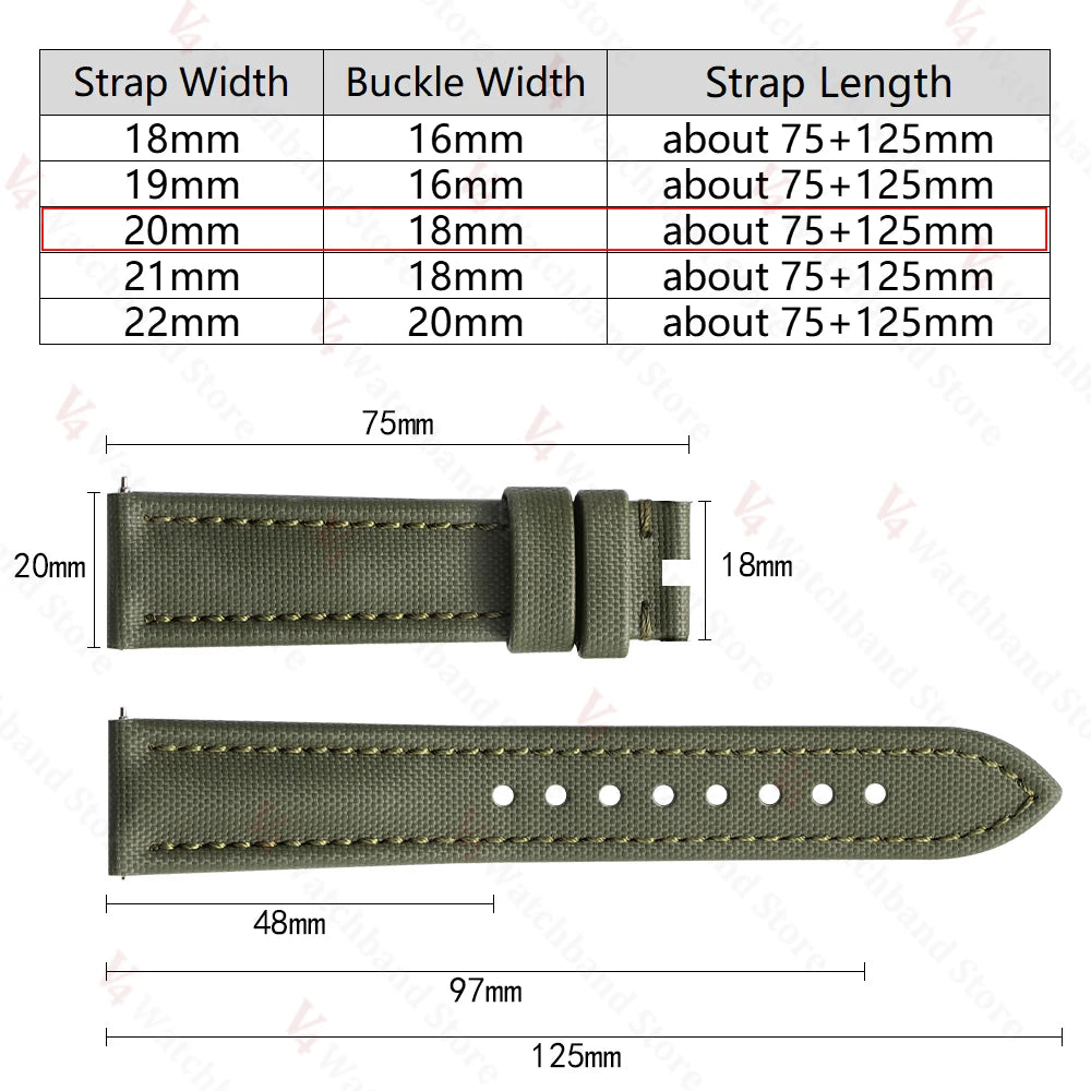 Premium Sailcloth Strap 18mm 19mm 21mm for Omega for Rolex Watch Band Butterfly Buckle Nylon Bracelet 20mm 22mm Quick Release