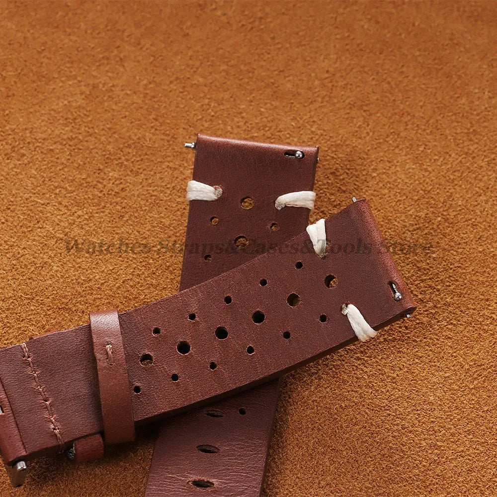 20mm 22mm Genuine Cowhide Leather Watchband Strap for Seiko for Omega Oil Wax Discoloration Butterfly Buckle Business Bracelets