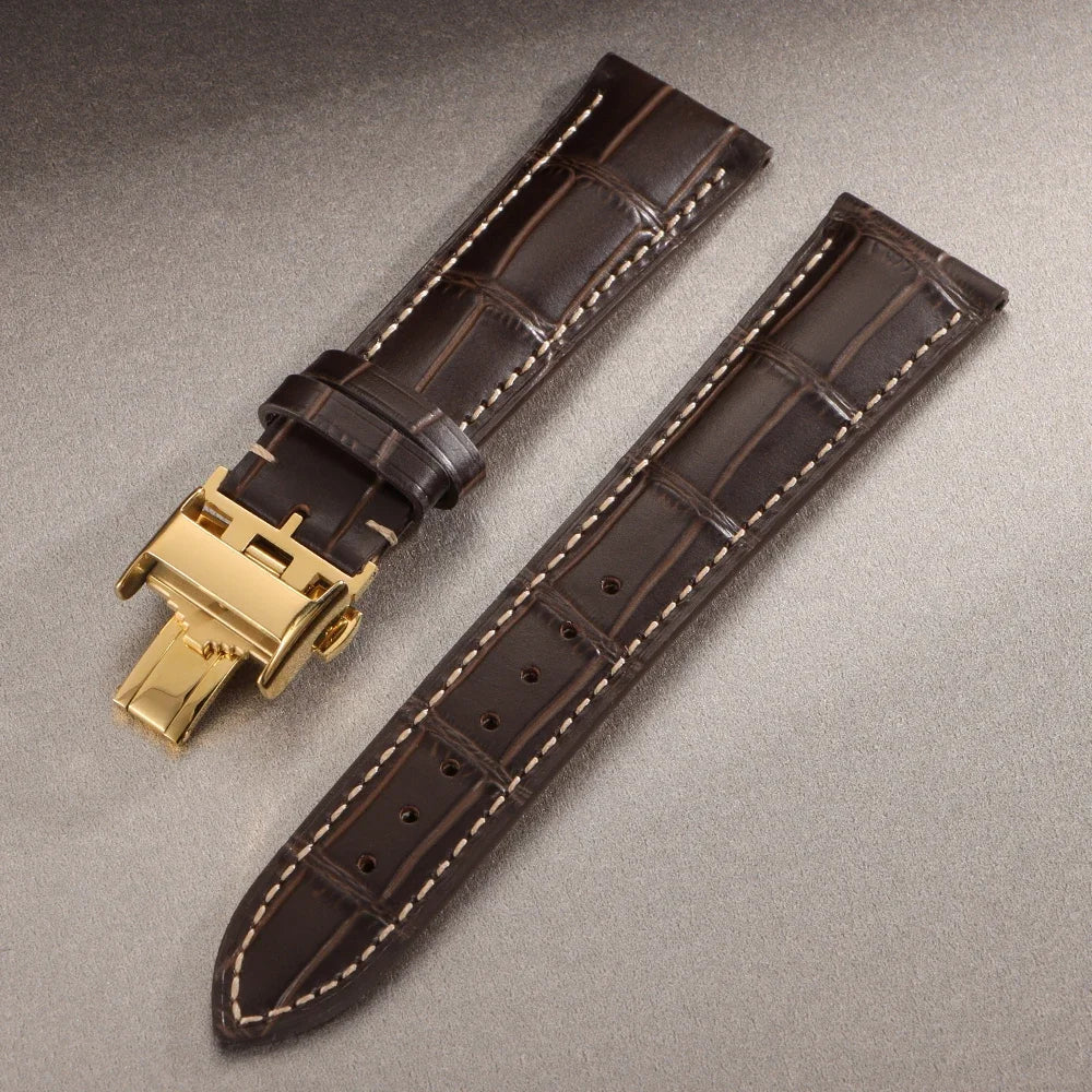 18mm 19mm 20mm 21mm 22mm Cowhide Watch Strap for Longines Replacement Bracelet Universal Metal Butterfly Clasp Wrist Band