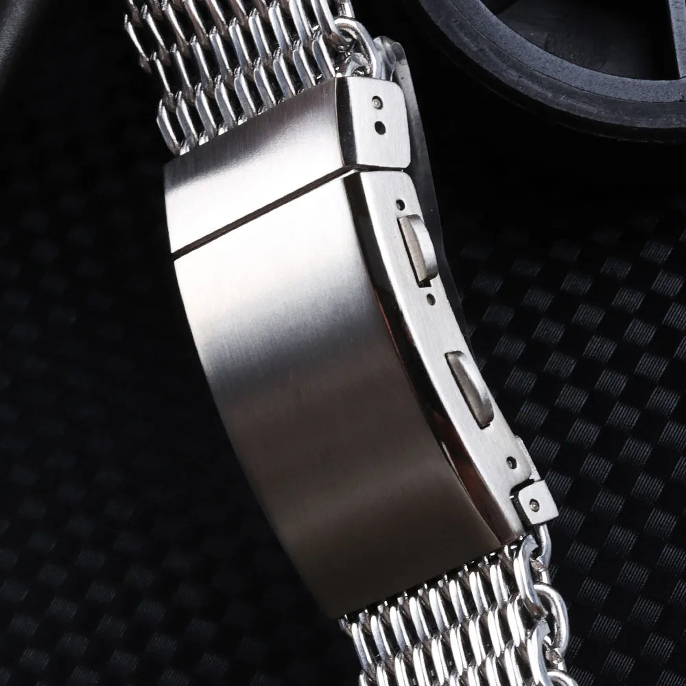 20/22mm Stainless Steel Watch Clasp 18mm  Brushed Extendable Adjustable Double Push Button Folding Safety Watch Buckle Accessory