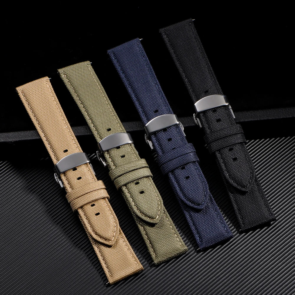 Canvas Nylon Watch Band Butterfly Buckle Quick Release Sailcloth Watch Strap for Omega 20mm 22mm Wrist Bracelet  for Seiko