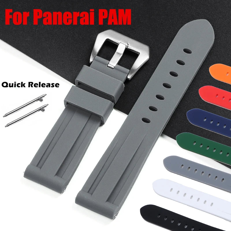 20 22mm Strap for Panerai PAM 24mm 26mm Watch Band for Omega for Seiko Quick Release Silicone Wristband for Casio Sport Bracelet