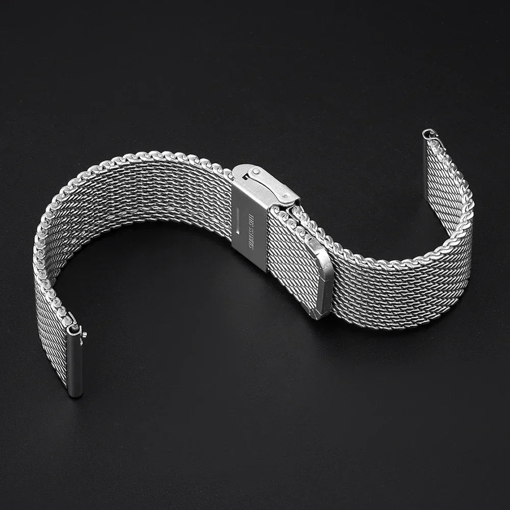1.0mm Milanese Mesh Stainless Steel Watch Band Quick Release 3mm Thickness Coarse Heavy Wriststrap Metal Bracelet 18 20 22 24mm