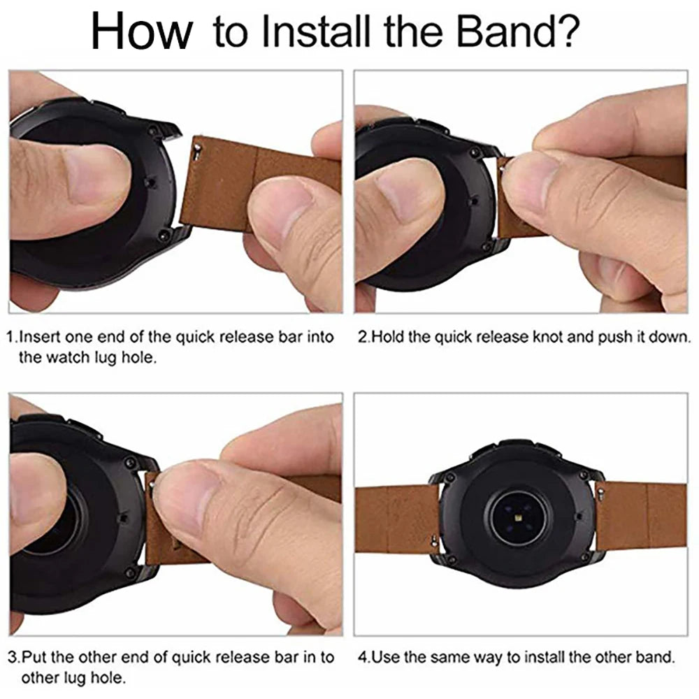 18mm 19mm 20mm 21mm 22mm 24mm Straps Retro Cowhide Watchband for Huawei Gt2/Gt3 Belt Black Yellow Brown Strap for Samsung Galaxy