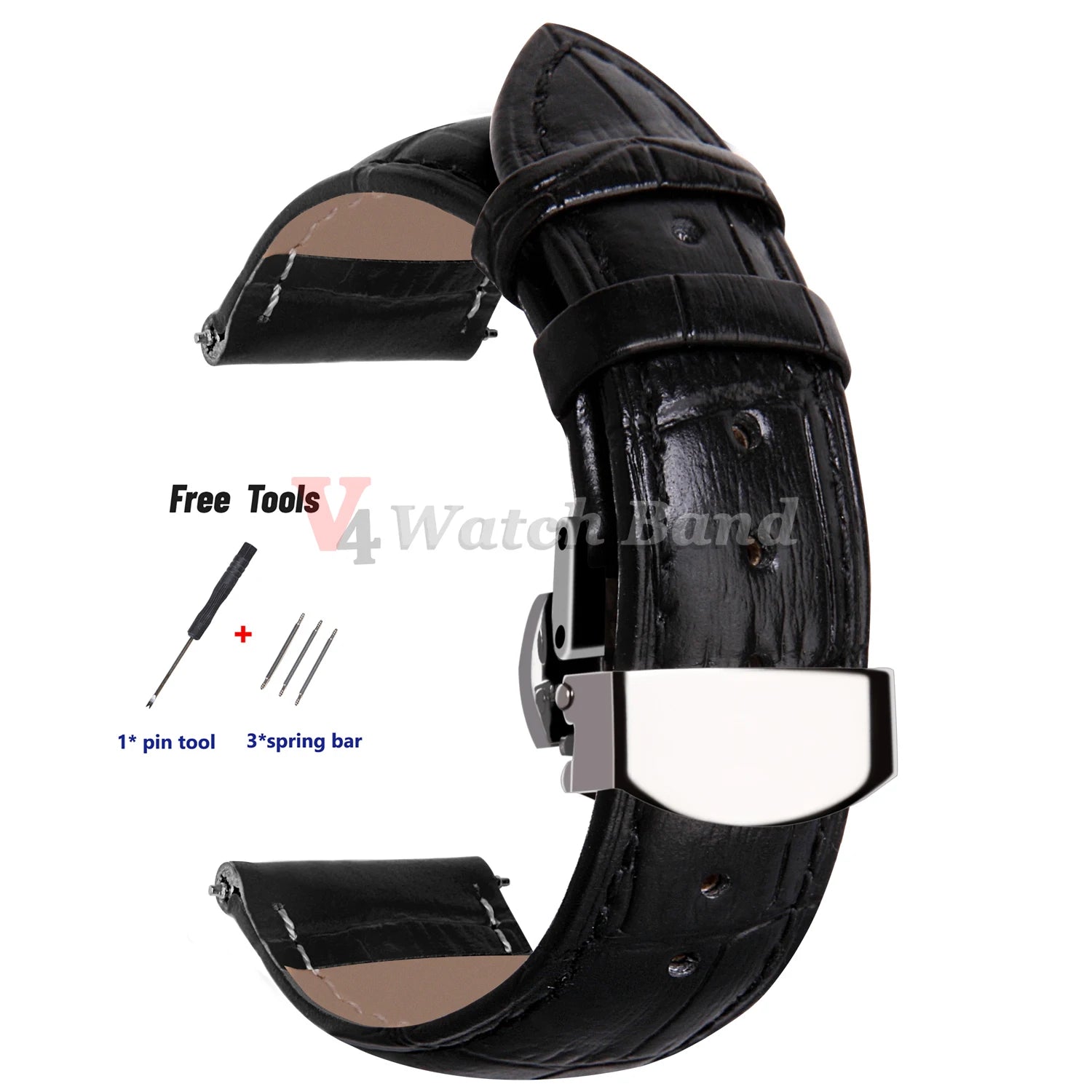 18mm 20mm 22mm 24mm Genuine Leather Watchband Crocodile Pattern Straps Men Women Replacement Universal Bracelet