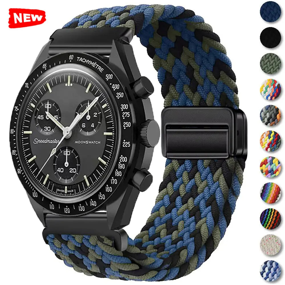 Nylon Loop Strap For Omega X Joint MoonSwatch Magnetic Weave Bracelet 20mm For Amazfit Active 2 GTR 42mm Samsung Gear S2 Classic