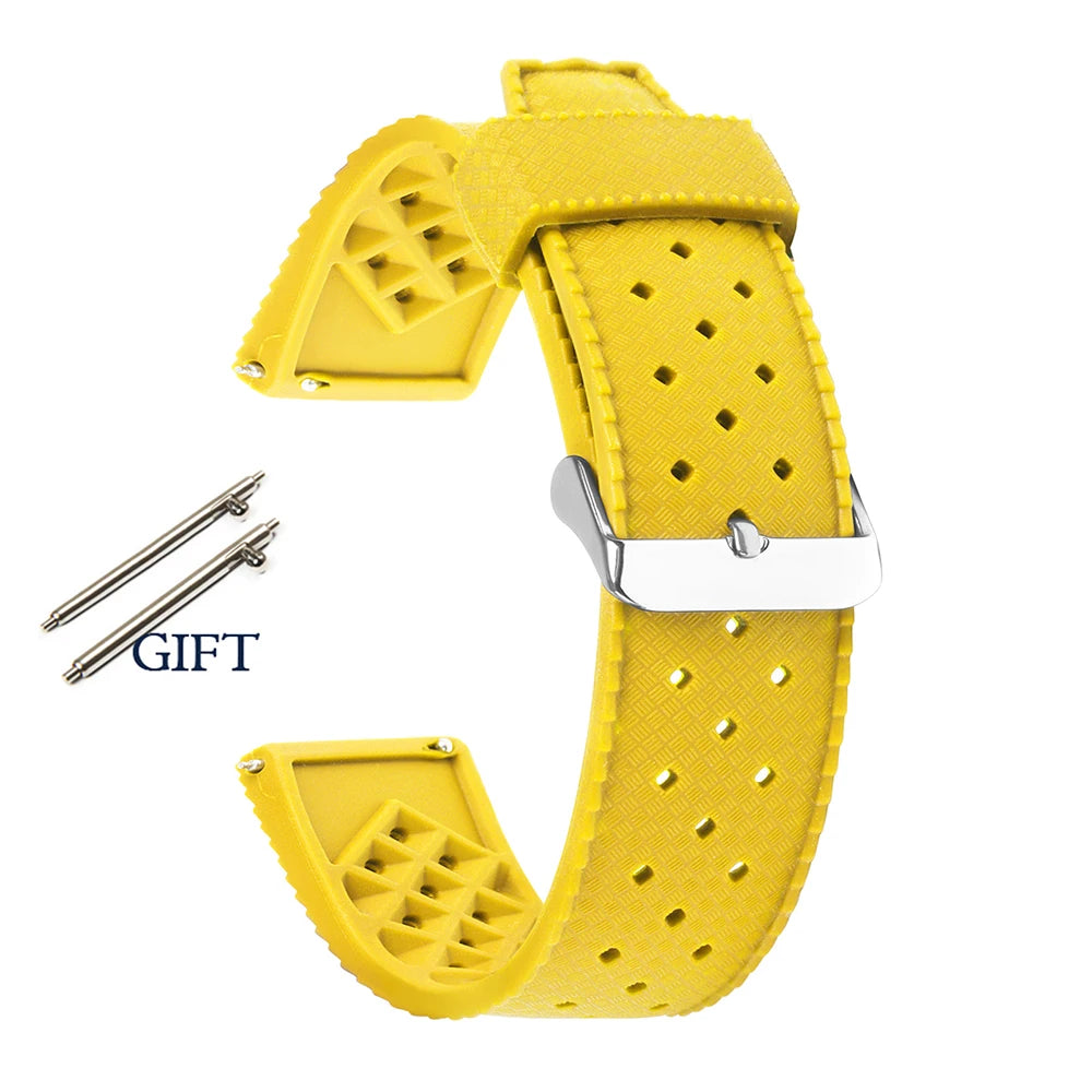 Premium Tropic Rubber Watchband for Seiko 20 22mm Quick Release Band for Fossil Strap for Oris Silicone Tropical Waterproof Band