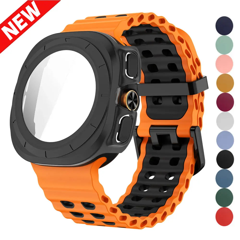 Screen Protector Case For Samsung Galaxy Watch Ultra 47mm PC Cover Ocean Strap For Galaxy Watch Ultra1 2 47mm 2025 Bracelet Band