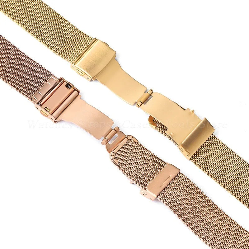 General Use Quick Release Watchband Stainless Steel Band 0.6mm Milanese Strap 12/14/16/18mm 20mm 22mm 24mm for Omega for DW Belt