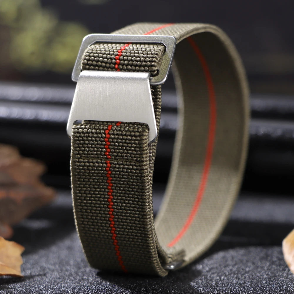 18/20/22mm Nylon Watchband for Seiko Army Military Woven Elastic Strap for French Troops Parachute Bag Universal Men Sport Band