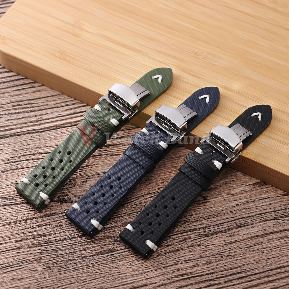 Quick Release Nylon Sailcloth Watch Strap 18mm 20mm 22mm Bracelet with Butterfly Buckle Band for Omega for Seiko Watchband