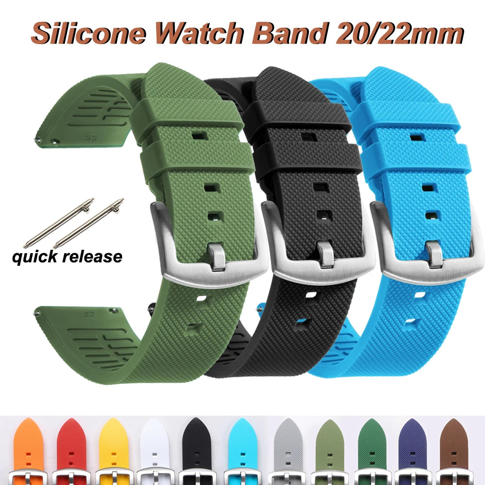 Classic Tropical  FKM Rubber Watch Strap for Seiko 20mm 22mm Watchband for Oris Wristbelt for Fossil Replaement Bracelet Belt