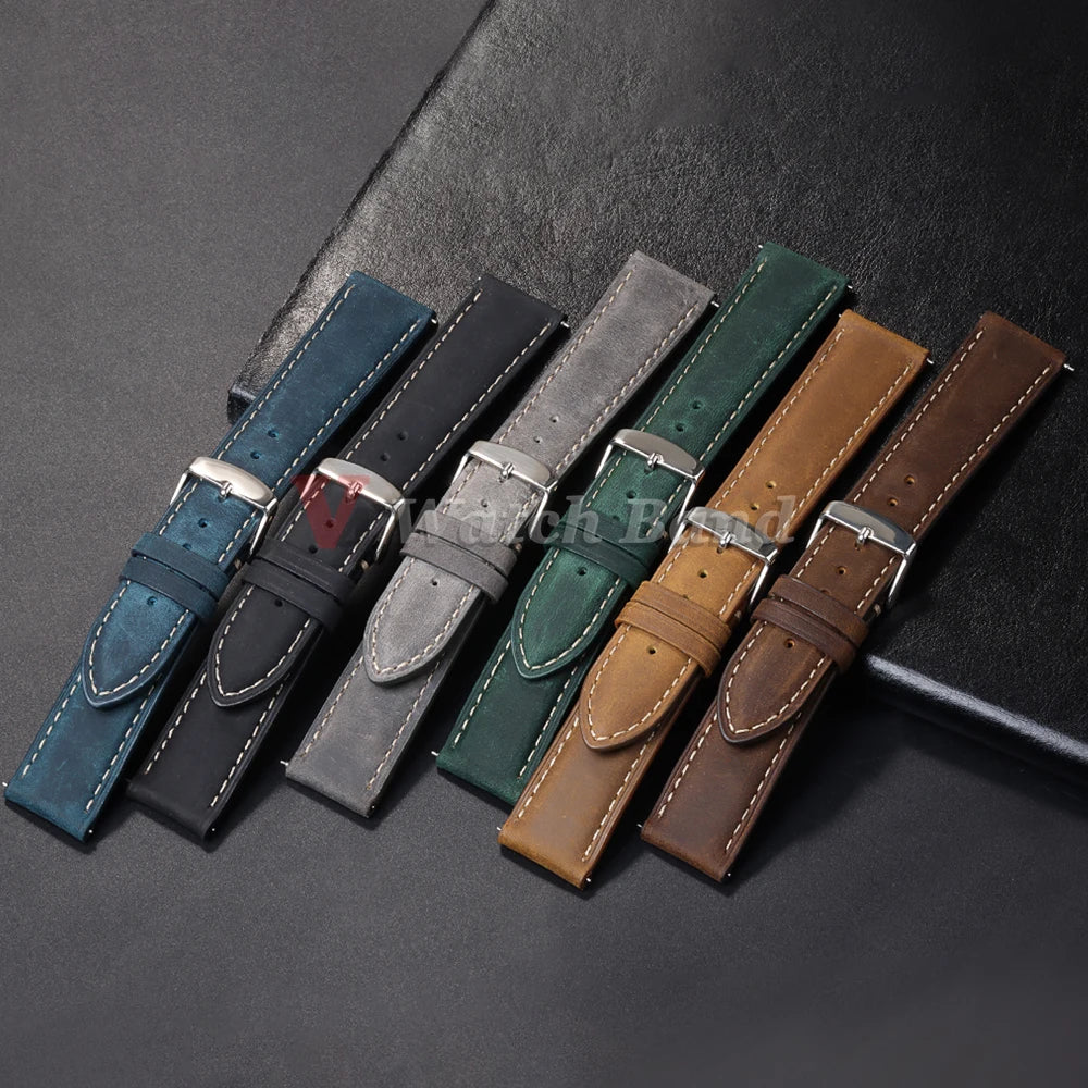 14/16/18/20/22/24mm Quick Release Watch Band MenWomen Watchband Genuine Leather Watch Strap Replacement Belt Vintage Brown Strap