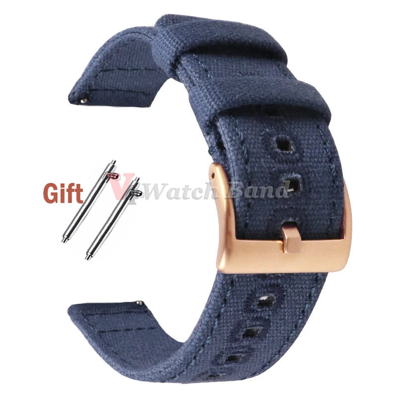 Quick Release Bracelet for Huawei Strap18mm 20mm 22mm Braided Canvas Watch Band for Samsung Galaxy 3/4 40mm 44mm Classic 46/42mm