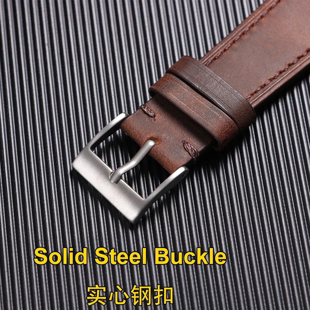 19mm 21mm Genuine Cowhide Leather Watchband for Omega Business Belt for Seiko 18mm 20mm 22mm 24mm Dark Brown Green Watch Straps