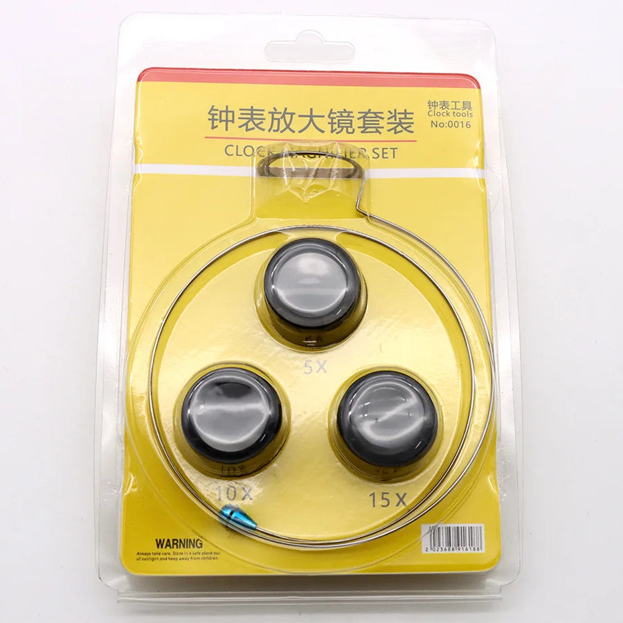 1/Set 5X 10X 15X Magnifying Glass Clip on Magnifier for Watchmaker Jewelry Watch Repair Tools Magnifying Glass Kit Service Tool