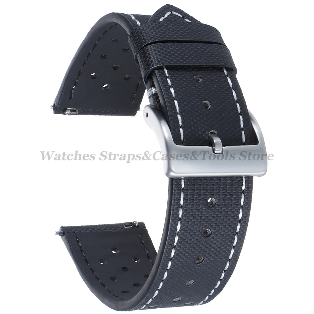 Premium Sailcloth Watch Strap for Seiko for Omega 18mm 20mm 22mm Qucik Release Fabric WatchBand Butterfly Buckle for HuaweiWatch