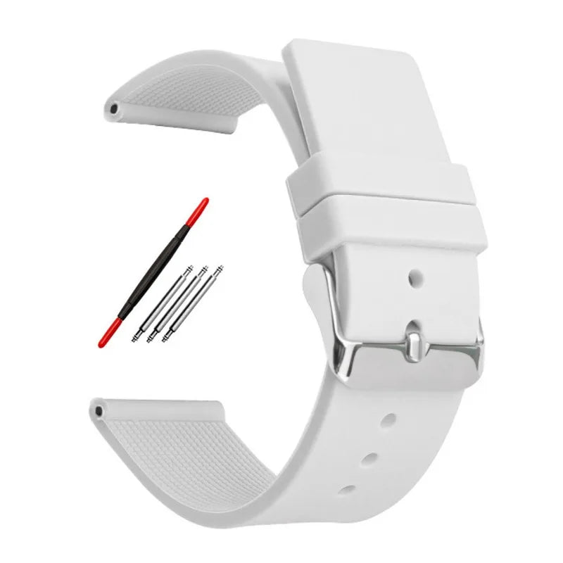12 14mm 16mm 18mm 20mm 22mm 24mm Silicone Watch Strap Men Women Replace Bracelet Soft Rubber for Seiko for Huawei Watch Gt2/3/4