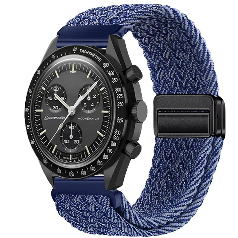 Nylon Loop Strap For Omega X Joint MoonSwatch Magnetic Weave Bracelet 20mm For Amazfit Active 2 GTR 42mm Samsung Gear S2 Classic
