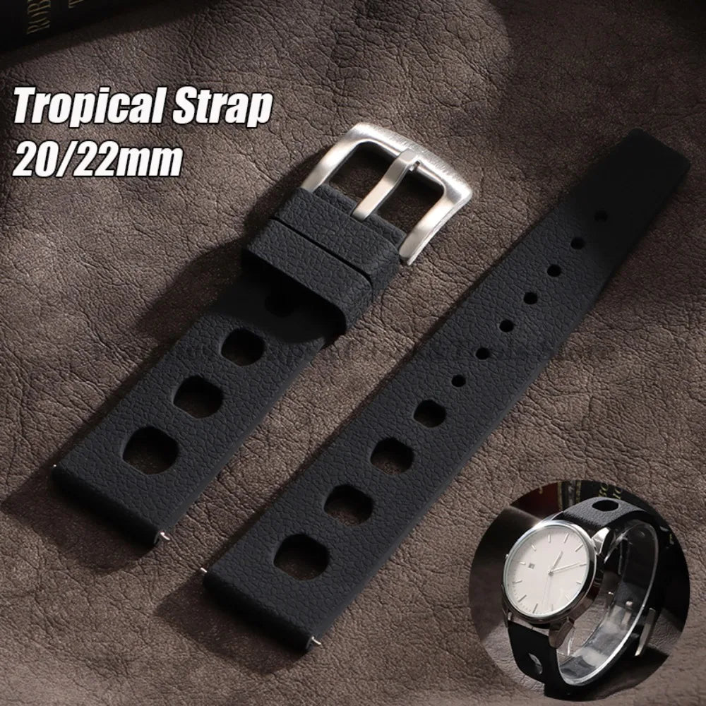 Soft Rubber Tropical Watch Strap 20mm 22mm Quick Release Silicone Band for Oris for Seiko for Traditional Diving WatchAccessorie