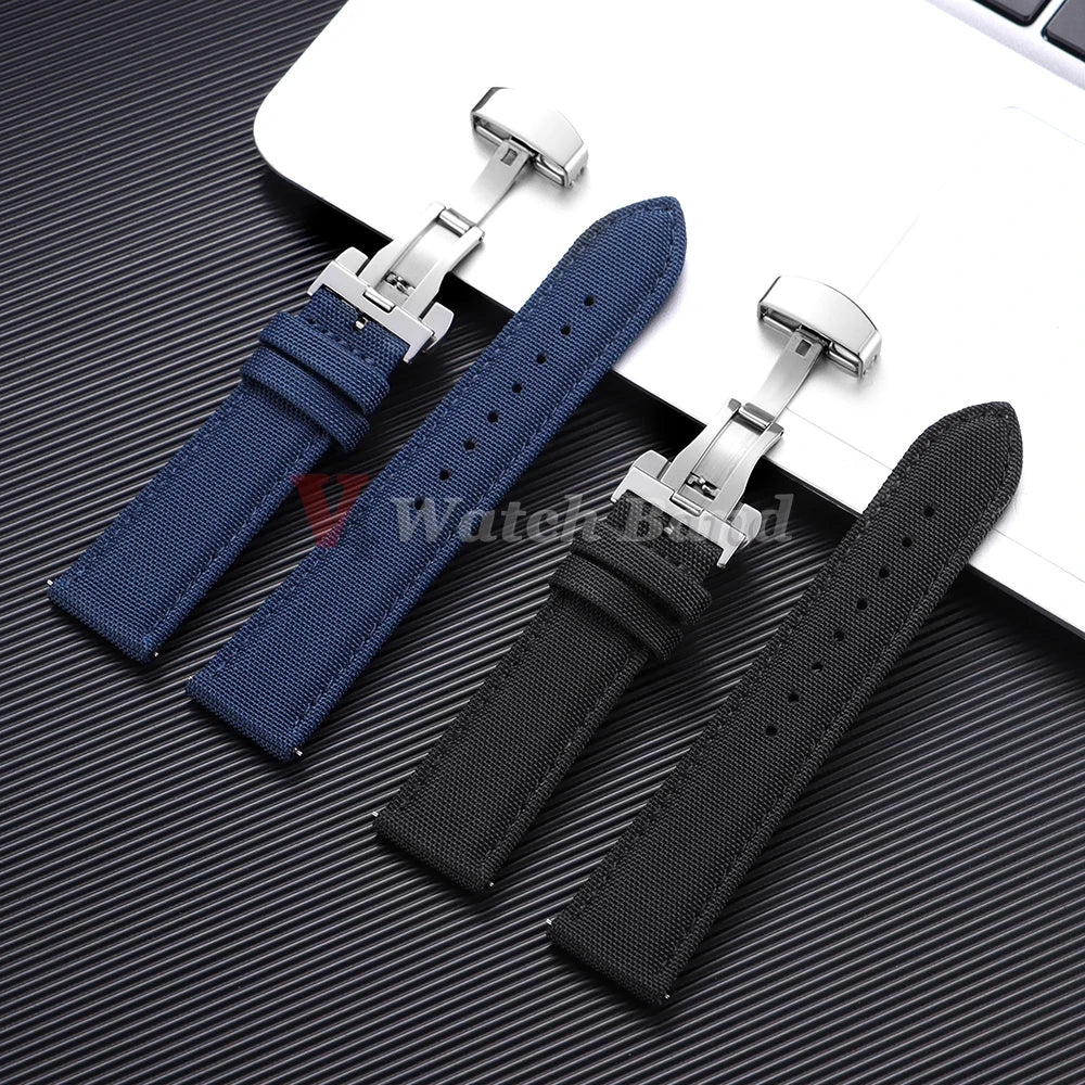 Sailcloth Strap 20mm 22mm for Rolex Nylon Watch Band for Seiko Men Sport Business Quick Release Green Butterfly Buckle Wristband