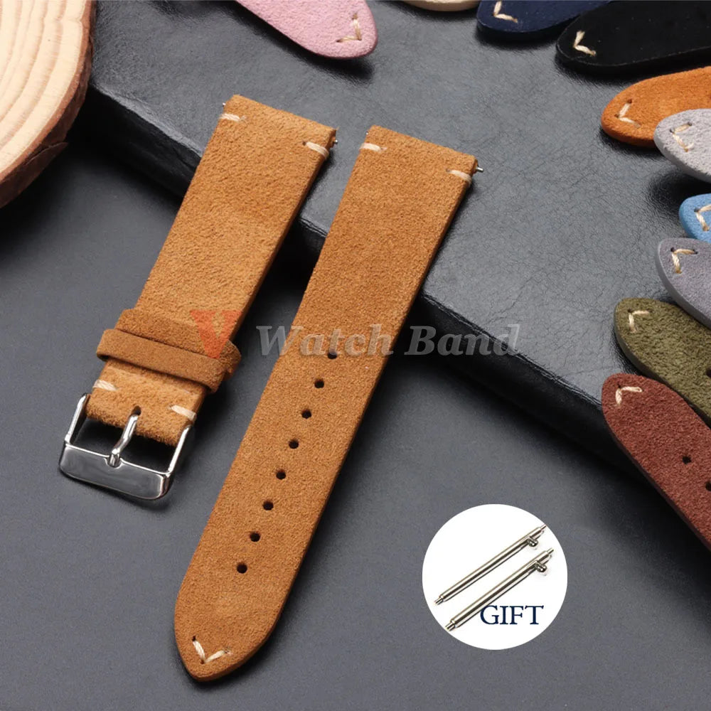 Quick Release Soft Suede Watch Strap for Seiko 18/20/22mm for Huawei Watch Gt3/Gt4 Bracelet 14/16mm Women Men Calfskin Wristband