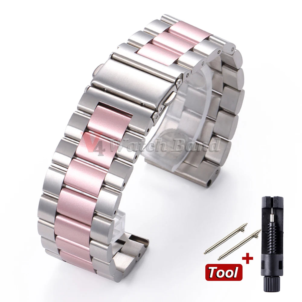22mm 20mm Watch Band For Samsung Galaxy Watch 7/6/5/4/3 40mm 44mm S3 Active2 Huawei Watch GT4 GT3 Gt2e Stainless Steel Band