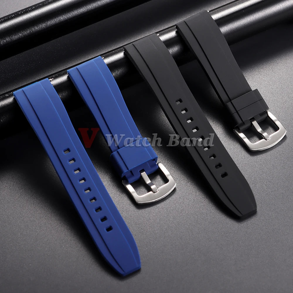 Watch Strap 20mm 22mm Universal Watch Band for Rolex for Omega Silicone Rubber Link Wrist Bracelet for Casio Soft for Smartwatch
