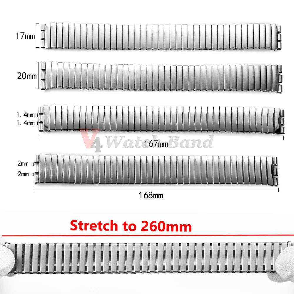 Elastic Metal Watch Band for Swatch 20mm 17mm Watch Strap Stretch Expansion Stainless Wrist Strap Men Women Bracelet Accessories