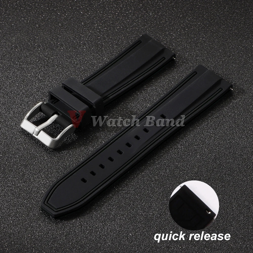 Silicone Watch Band 20mm 22mm 24mm Soft Quick Release Rubber Watch Straps for Samsung Galaxy for Garmin for Huawei Watch