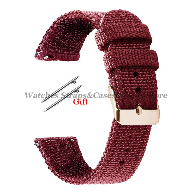 18mm 20mm 22mm 24mm Nylon Canvas Watchband Woven Soft Universal Bracelet for Seiko for Huawei Watch Men Women Quick Release Band