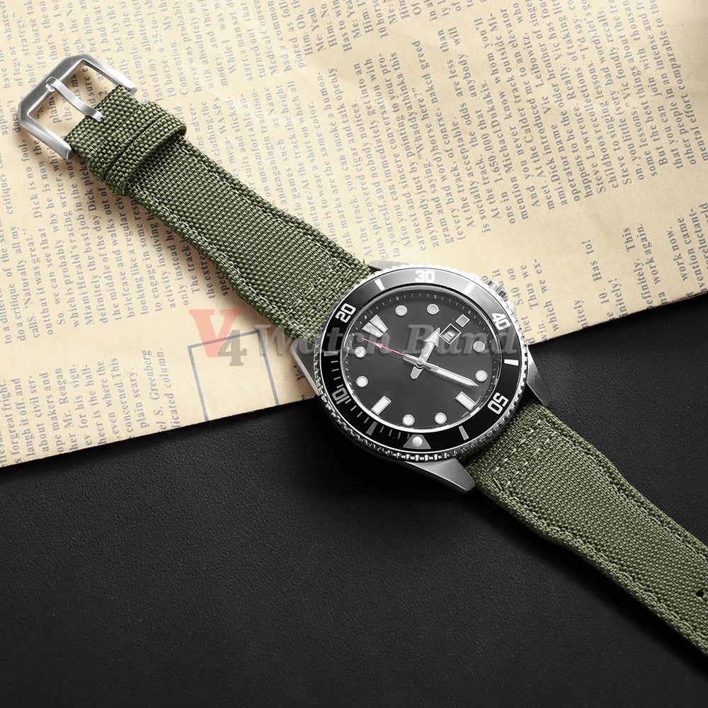 20mm 21mm 22mm Nylon Canvas Watch Strap for IWC Pilot Strap Men Sport Green Sailcloth Watch Straps Replacement Watch Bracelet