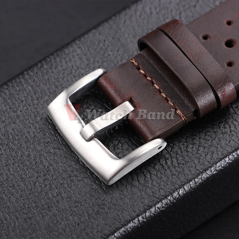 Cowhide Watch Strap 20mm 22mm for Samsung Galaxy Watch 8/7/6/5/4 Vintage Dark Brown Quick Release Watchband for Omega for Seiko