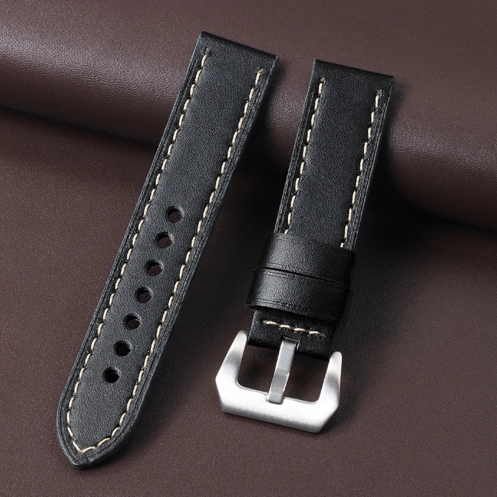 18mm 20mm 22mm 24mm Genuine Leather Watchband for Panerai Sport Wristband Vintage Matte Polished Watch Strap Blue Brown Bracelet