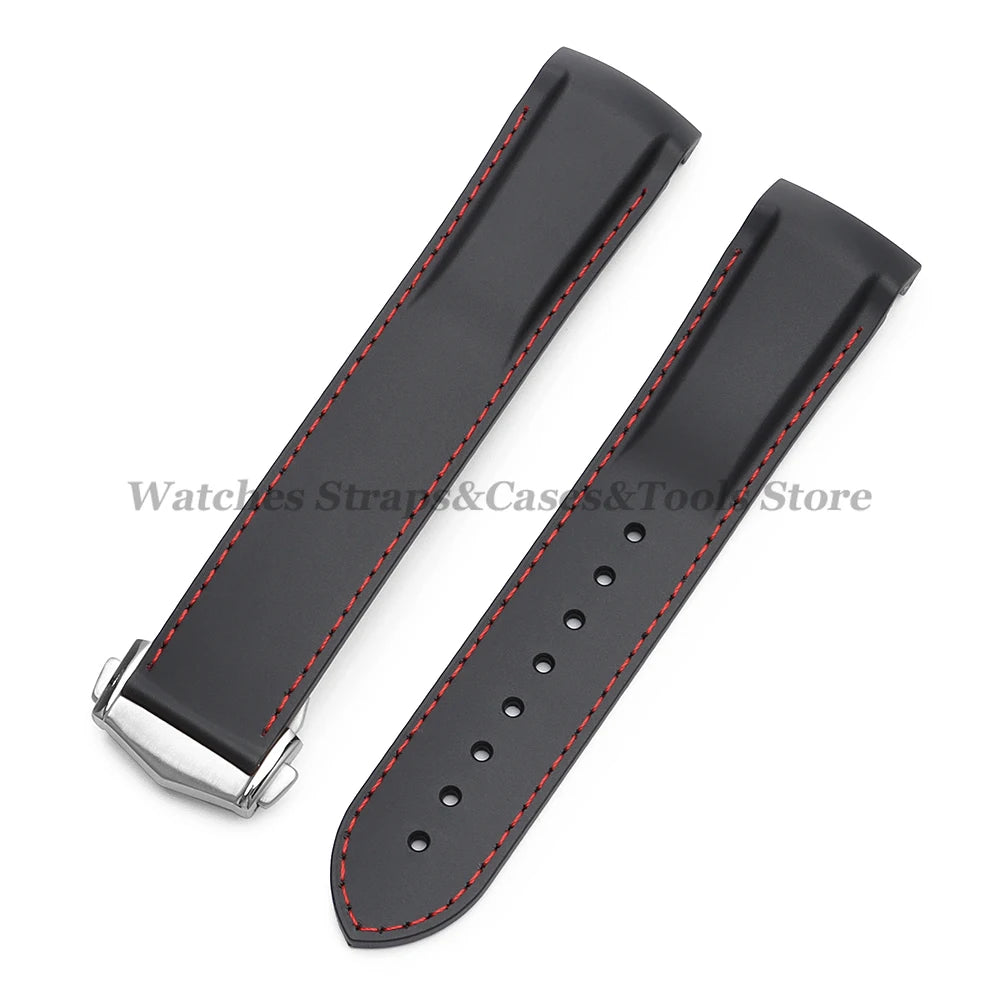 20mm 22mm Rubber Silicone Watchbands for Omega for Seamaster 300 for Speedmaster for Seiko Watchband Men Sport Curved End Strap