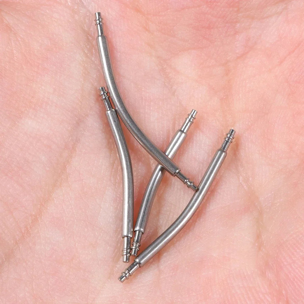 10pcs Curved End Spring Bar Dia 1.5mm 1.8mm Watch Strap Link Pins 18mm 20mm 22mm 24mm for Smart Watch Curved Band with Tool