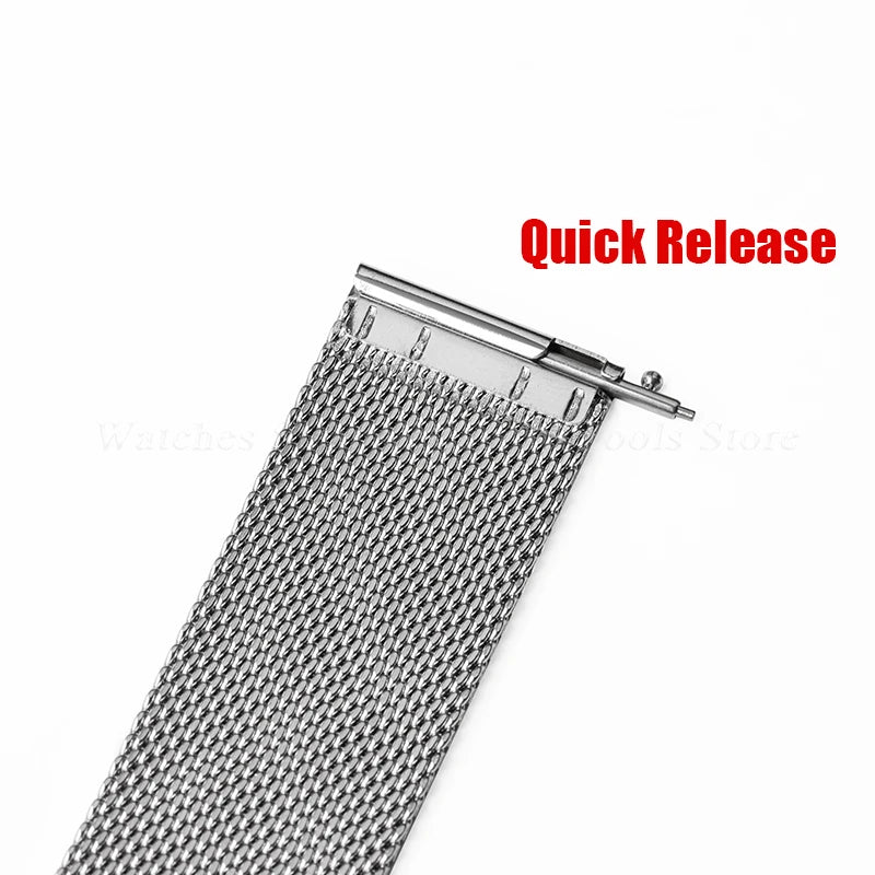 General Use Quick Release Watchband Stainless Steel Band 0.6mm Milanese Strap 12/14/16/18mm 20mm 22mm 24mm for Omega for DW Belt