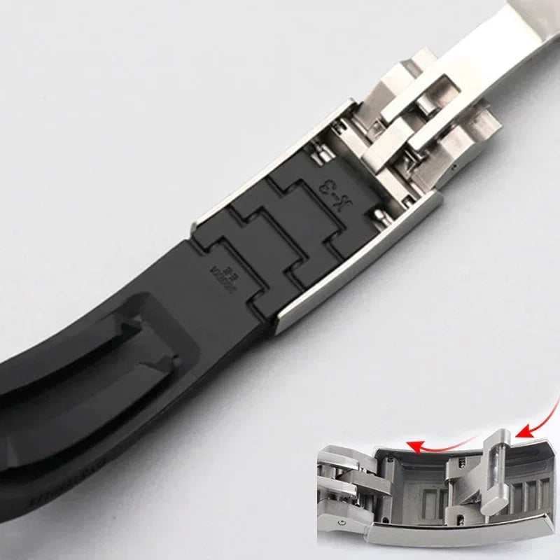 20mm Bracelet for Rolex Submariner DAYTONA GMT DEEPSEA Silicone Strap Diver Sport Waterproof  Rubber Watchband 9×9mm SlideBuckle