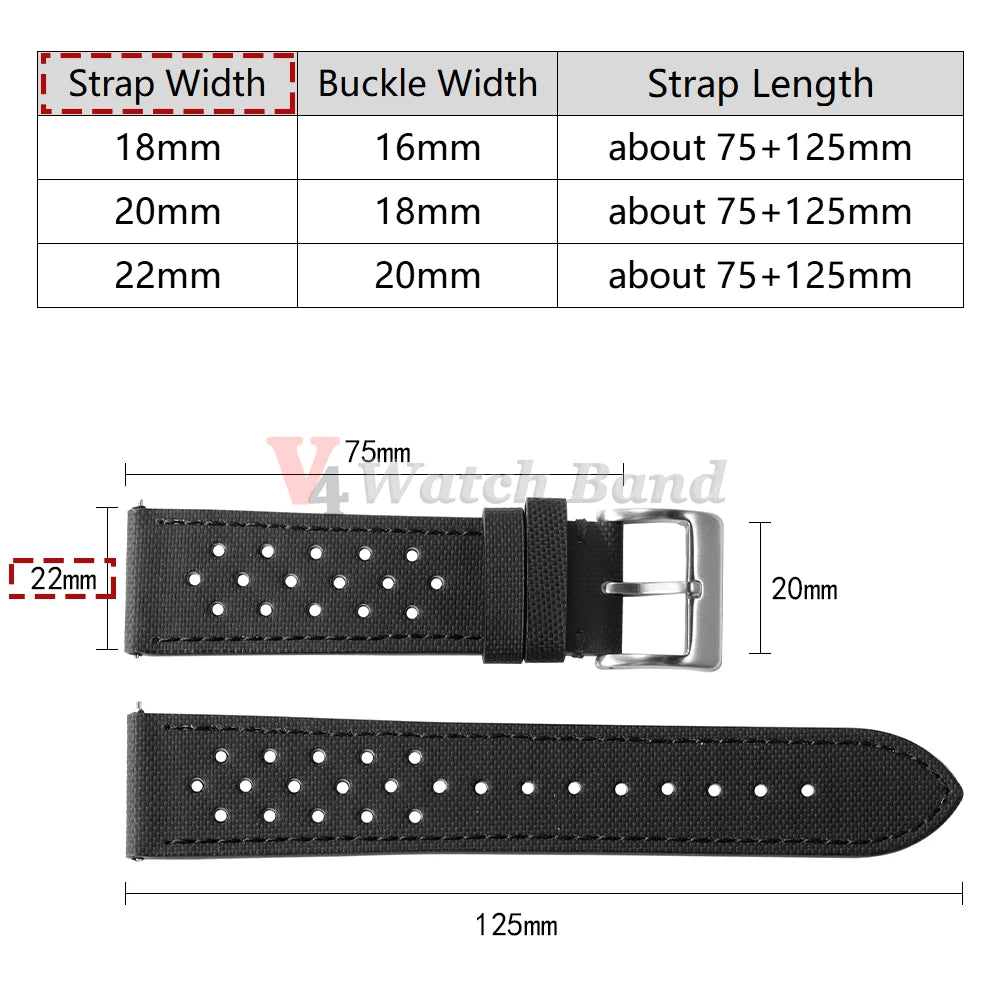 Waterproof Sailcloth Watch Strap for Rolex Two-Sided Nylon Watchband for Omega 18mm 20mm 22mm Quick Release Sport Wristband Belt