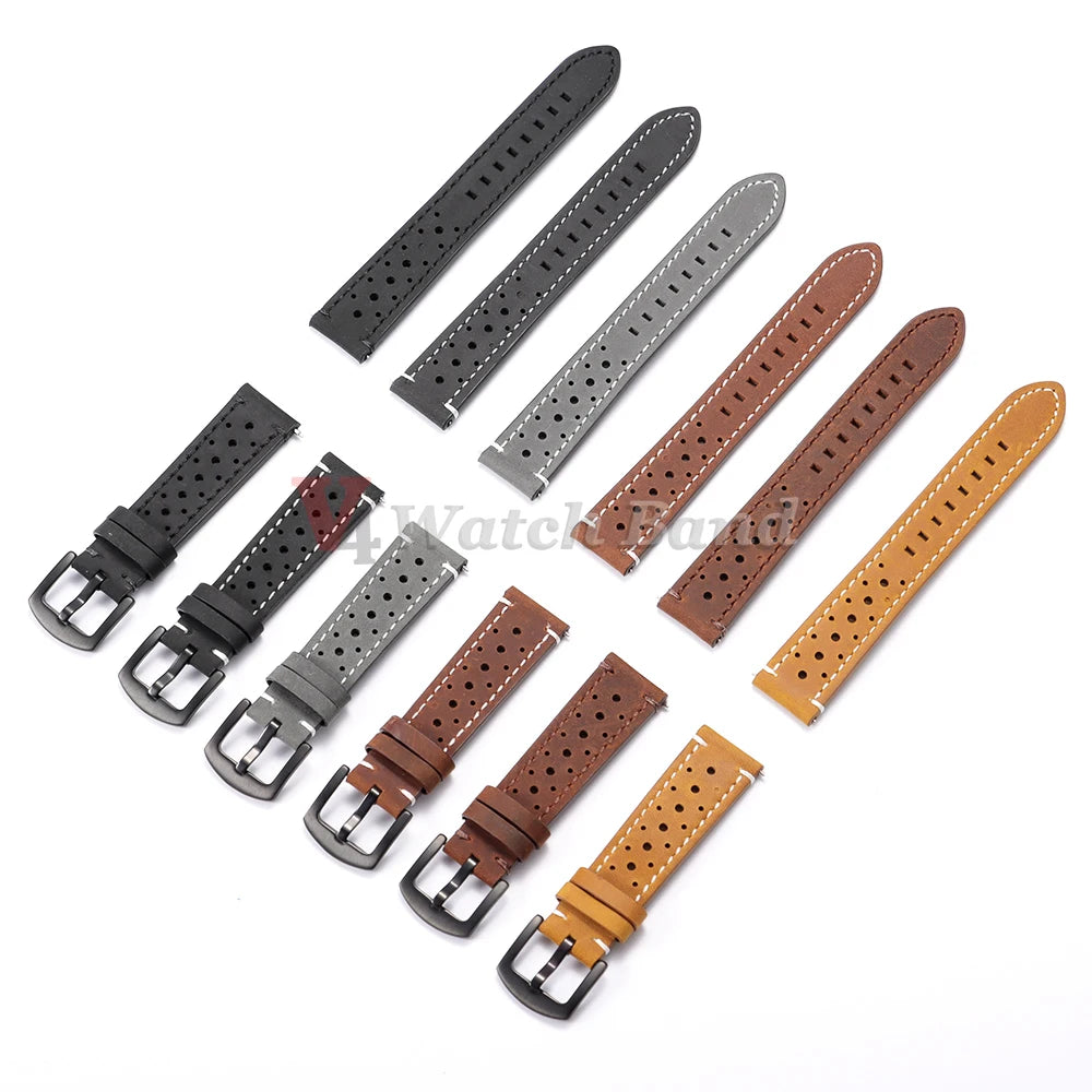 Genuine Cowhide Leather Strap for Samsung Galaxy Watch 8 7 6 5 4 3 Soft Breathable Retro Wristband 18mm 19mm 20mm 21mm 22mm 24mm