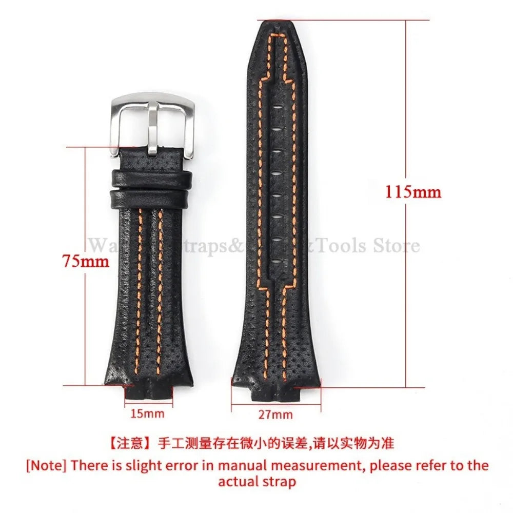 Genuine Leather Watch Strap 15mmx27mm for Seiko SNL017P1 SNL029P2 SNA595P2 SNL021P1 Wristband Sport Bracelets Watch Accessories