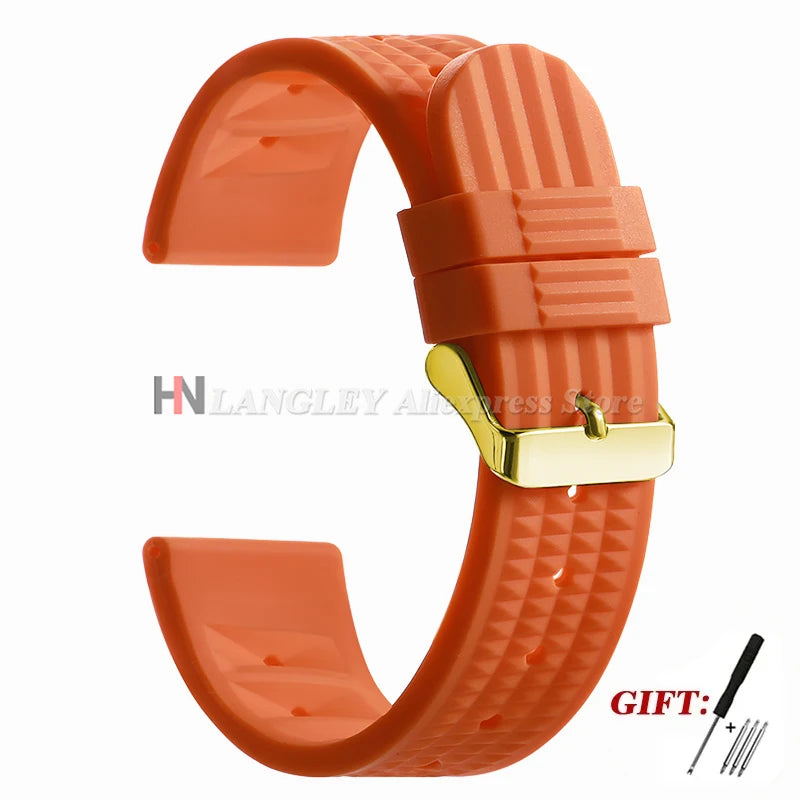 Soft Rubber Waffle Watch Band 20mm 22mm for Seiko for Rolex Water Ghost Sport Silicone Wristband Men's Replacement Strap Premium